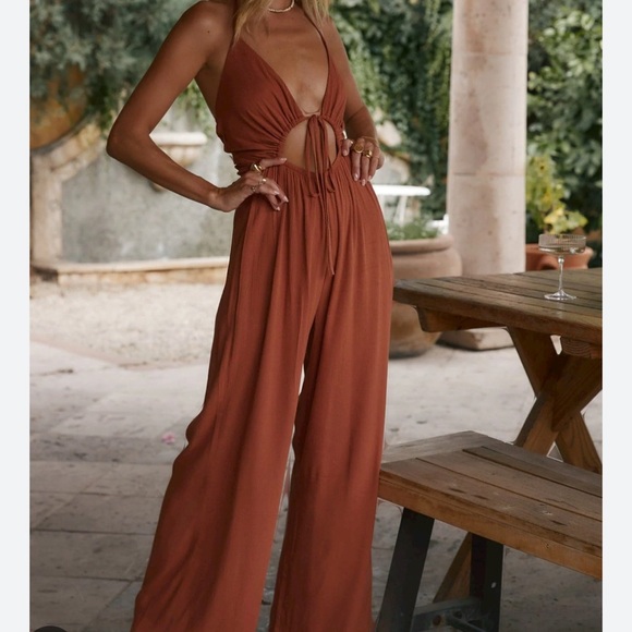 12th Tribe Pants - 12th Tribe Augustine Rust Halter Jumpsuit